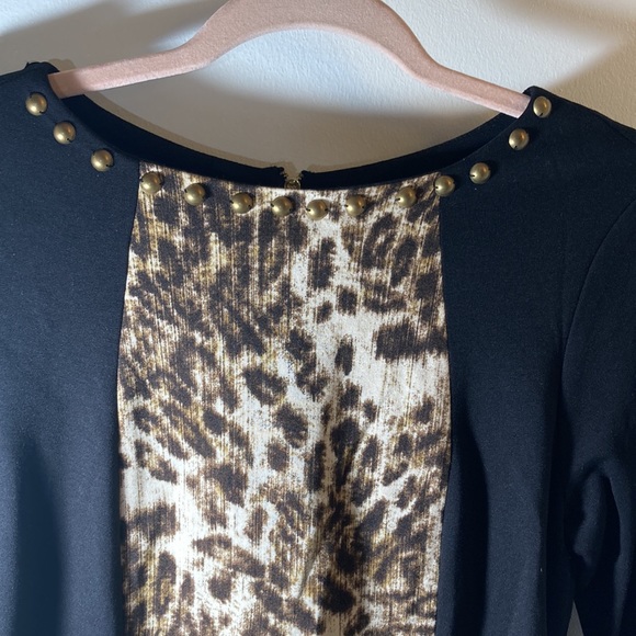Ruby Rd in Black & Leopard Mini Sheath Dress - Picture 2 of 5